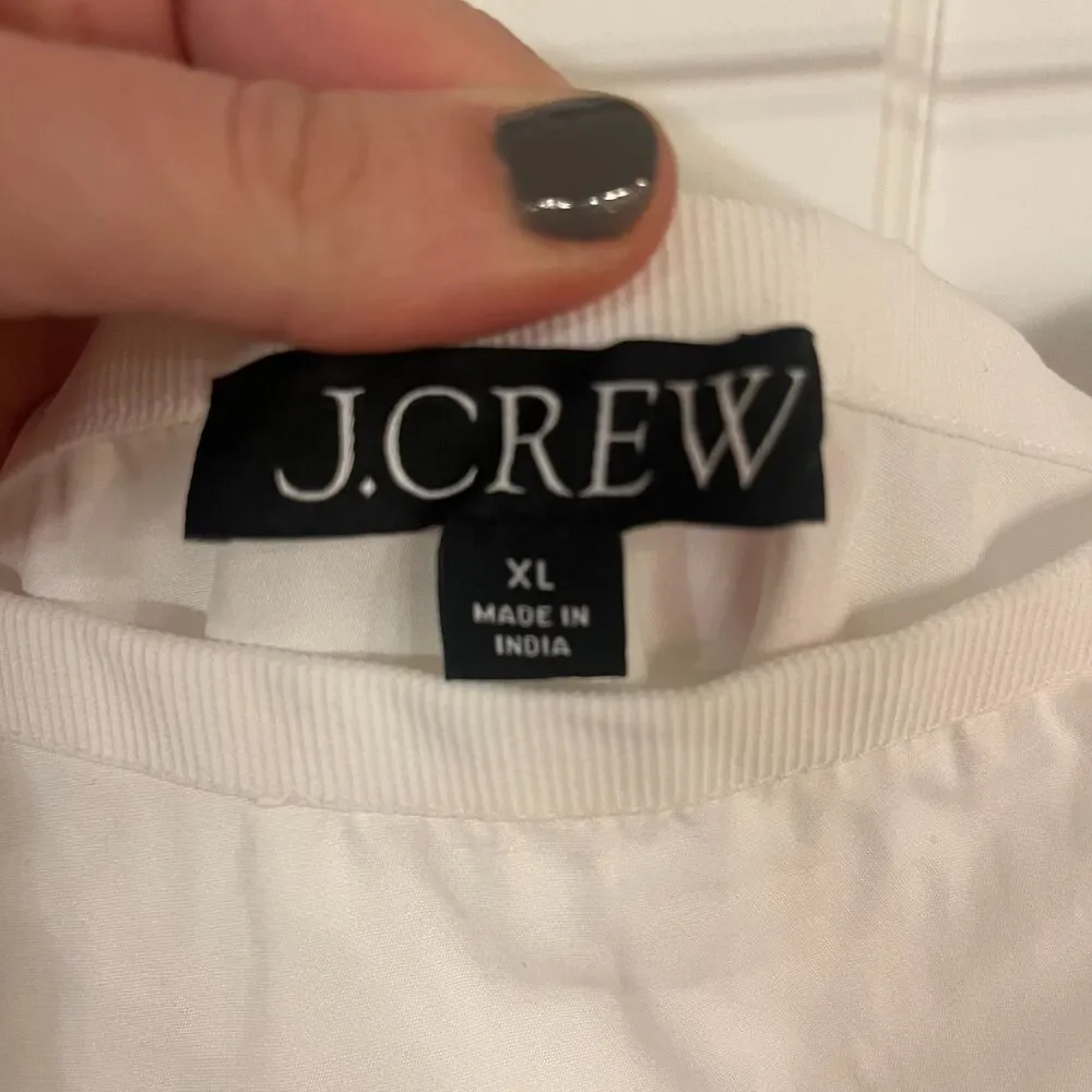 J. Crew Circle Skirt w Mirror Embellishments White SZ XLG Coastal Nautical NWT